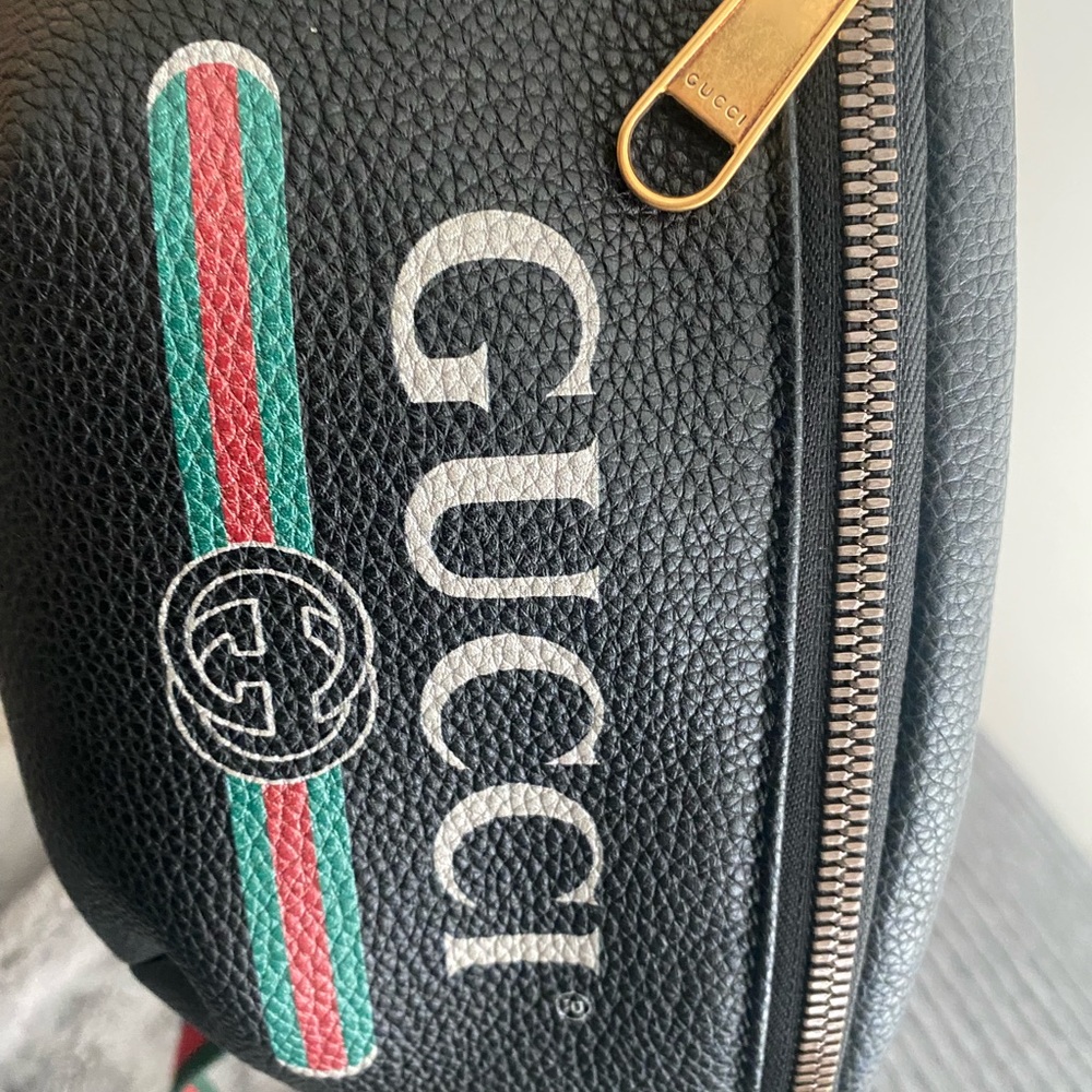 Gucci Print Belt Bag Vintage Logo Small Black - Picture 5 of 10